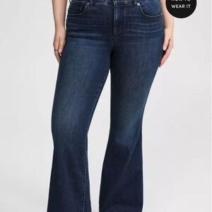Torrid Blue Flare Wide Leg Jeans with Medium-Dark Wash